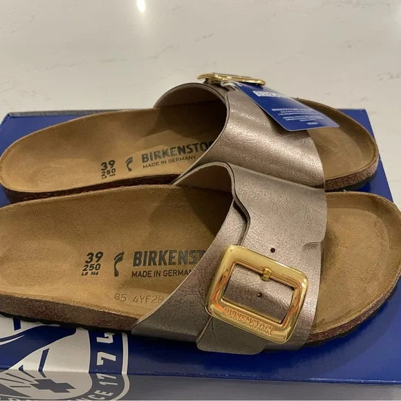 Birkenstock Bronze Sandals with Gold Buckle - Picture 2 of 6